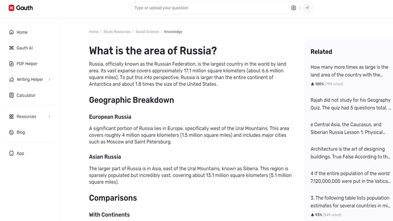 How Gauth Simplifies Understanding of Any Country's Geographic Extent